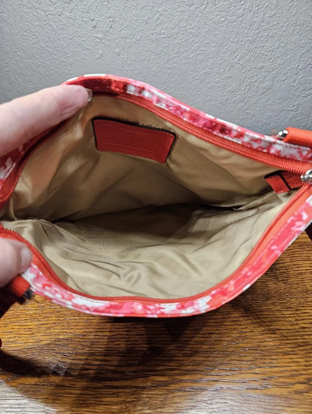 Coach Crossbody Bag in Pink and Red Abstract Print